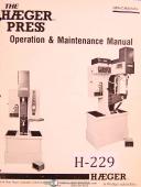 Haeger-Haeger 618 Press, Operations and Maintenance Manual-#618-618-02